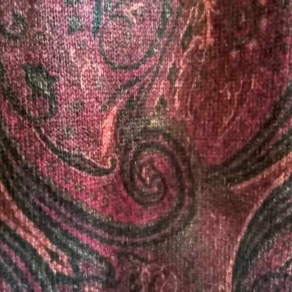 Neiman Marcus Burgundy Red Paisley Print Cashmere Cardigan - Picture 3 of 6